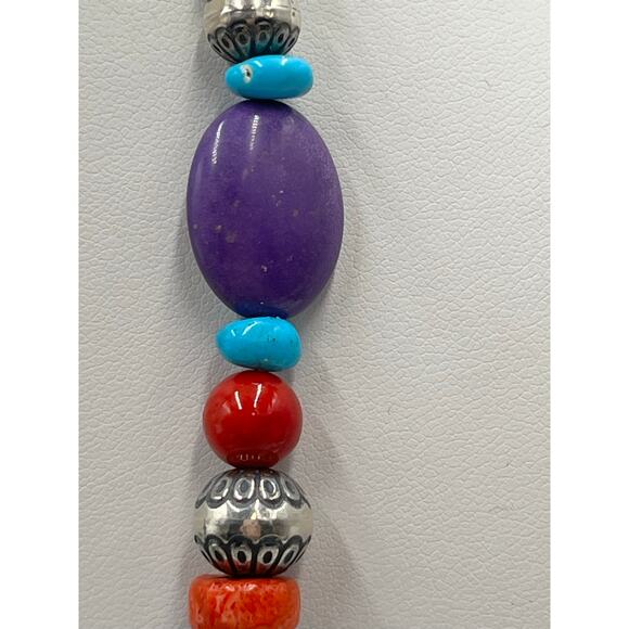 American West Jewelry by Carolyn Pollack Multi Gemstone Beaded Sterling Necklace - Picture 13 of 15